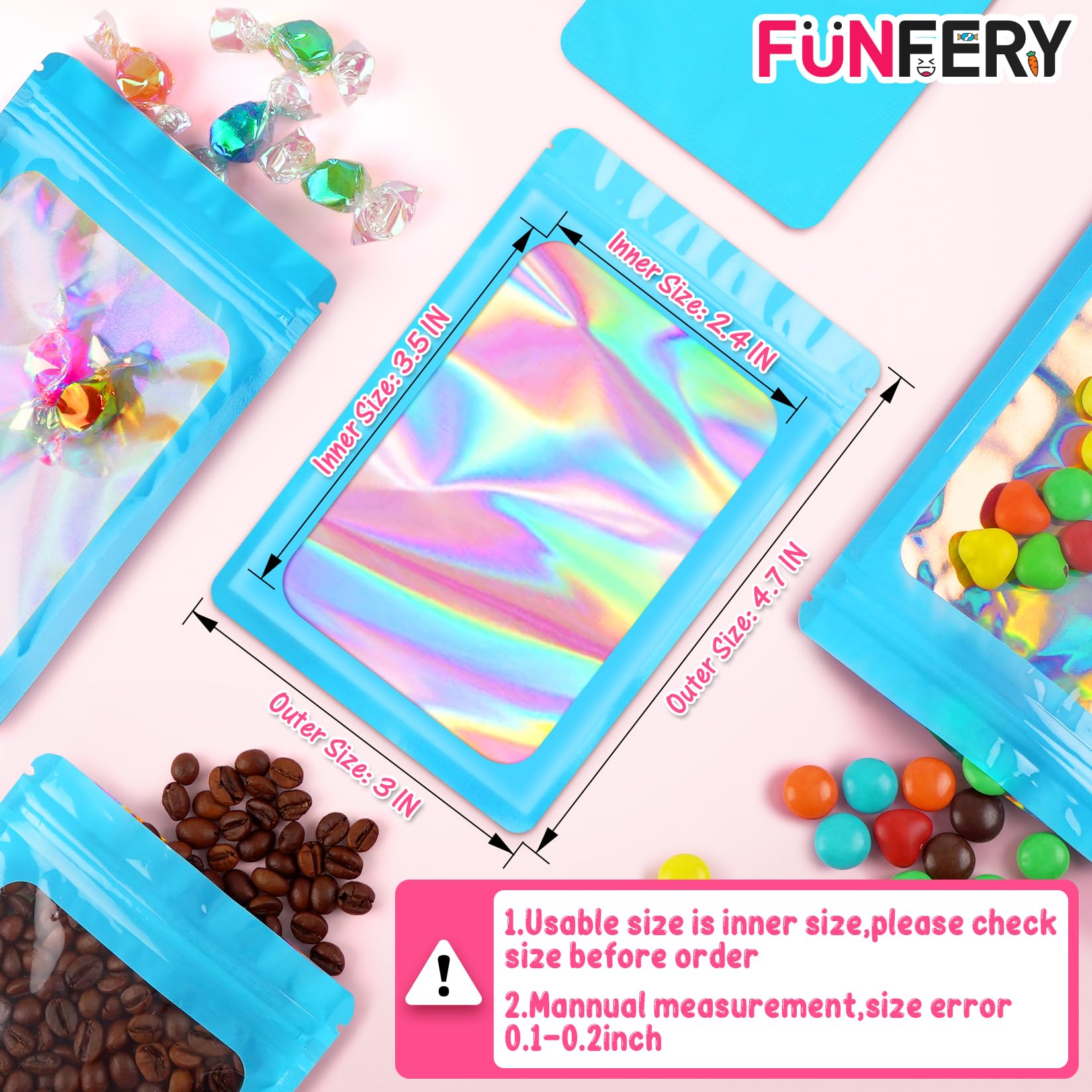 FUNFERY Round Corner Holographic Mylar Bags - Image 2