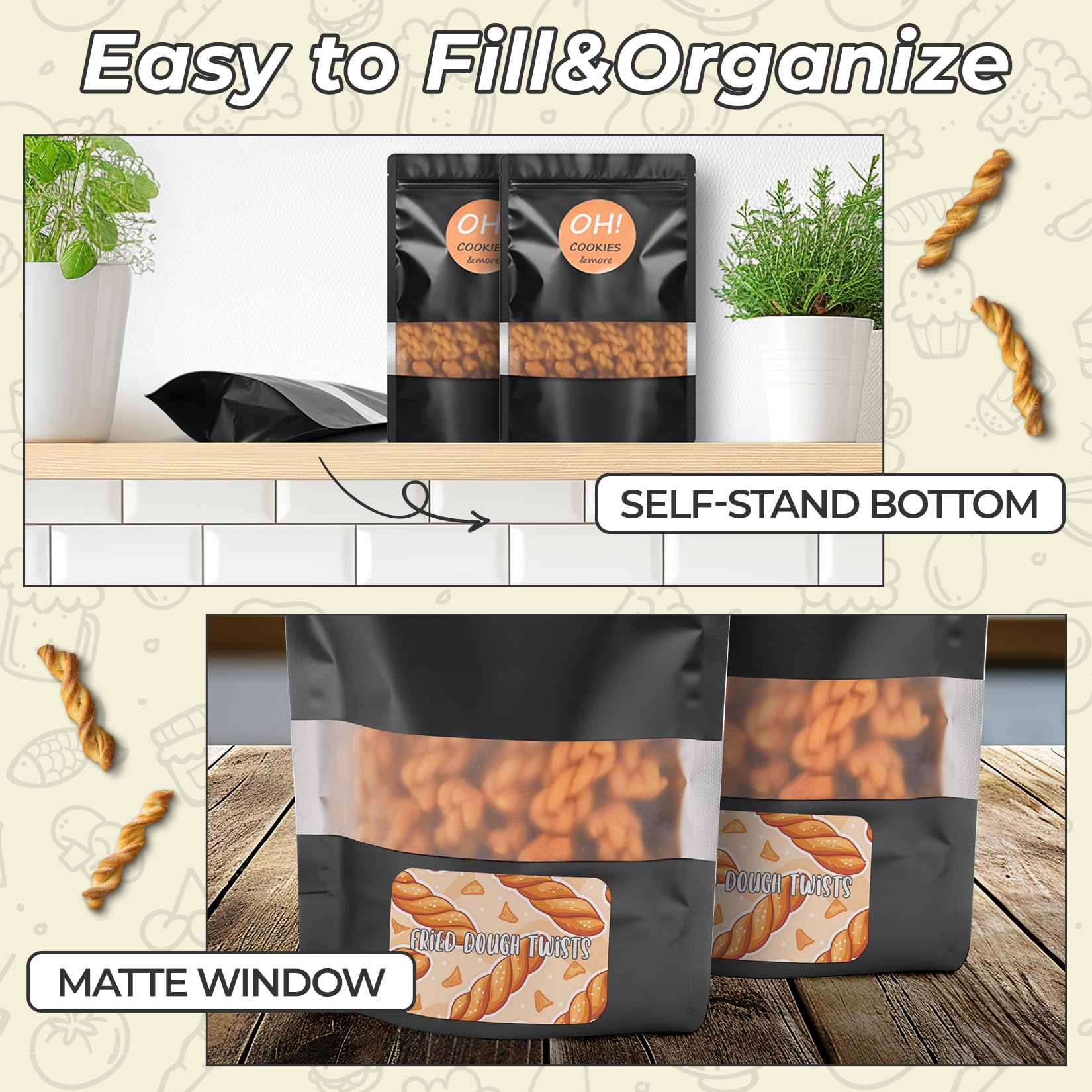 FUNFERY Clear Window Stand Up Mylar Bags - Image 3
