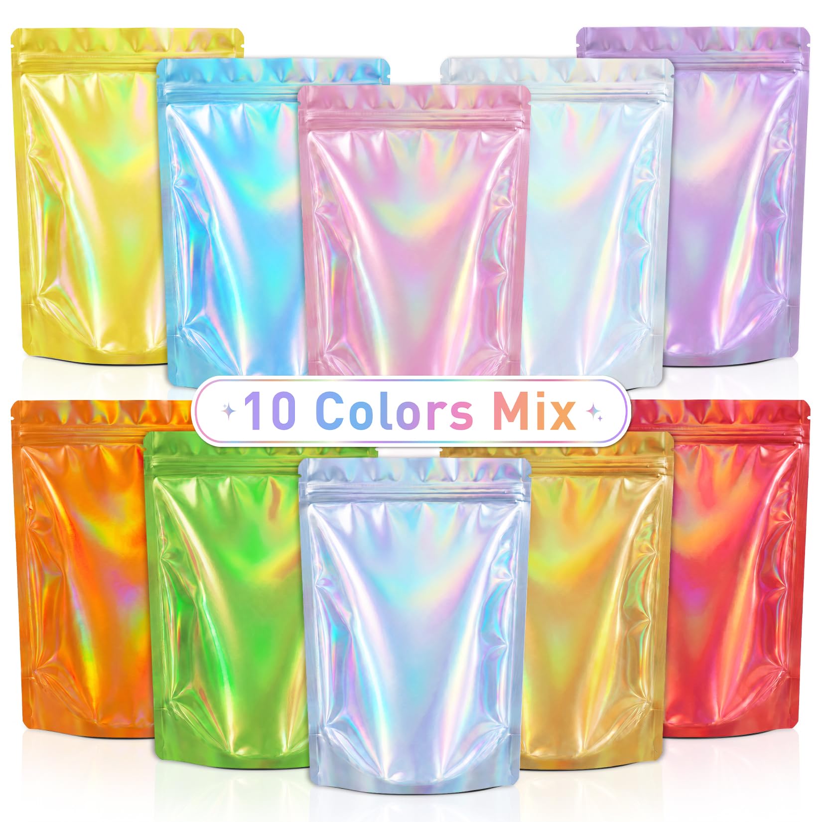 FUNFERY Holographic Stand Up Mylar Bags