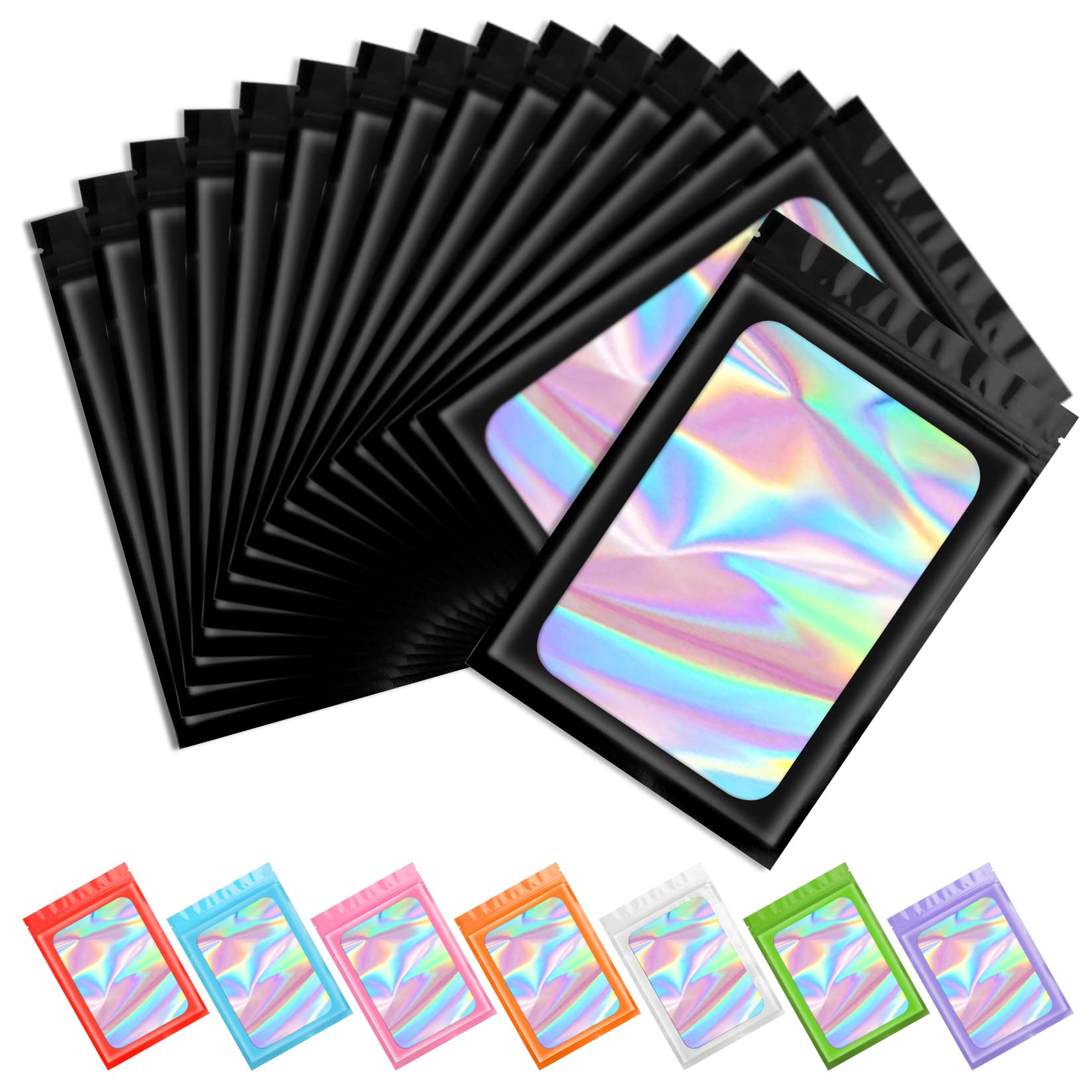 FUNFERY Clear Window Holographic Mylar Bags