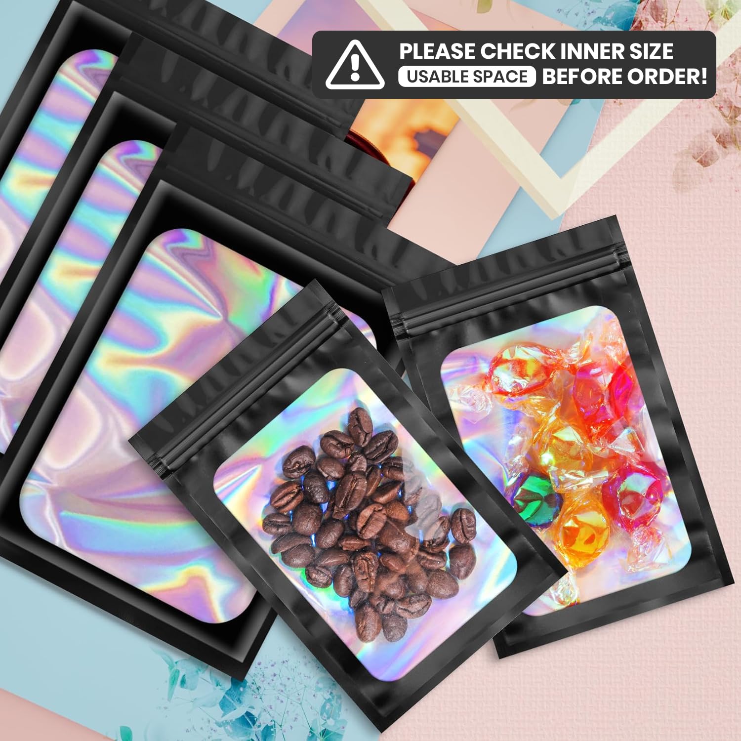 FUNFERY Clear Window Holographic Mylar Bags - Image 3