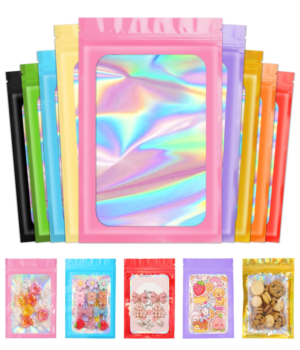 FUNFERY Mixed Color Holographic Mylar Bags